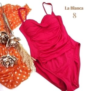 La Blanca Red Rouged One Piece Swimsuit sz 8
